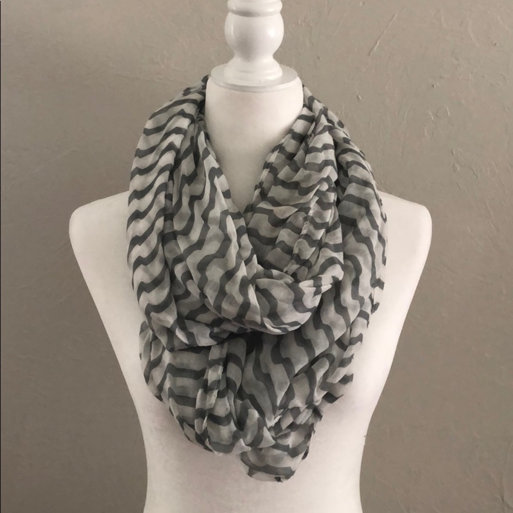 Grey Striped Infinity Scarf